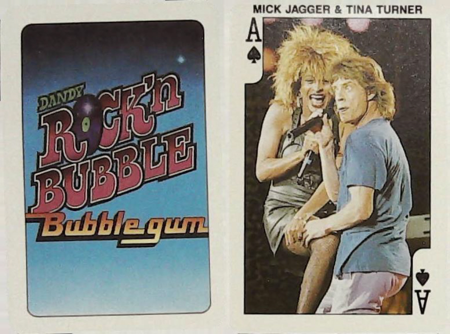 Dandy Gum Rock n Bubble Pop Stars ACE Spades MICK JAGGER & TINA TURNER - Click Image to Close