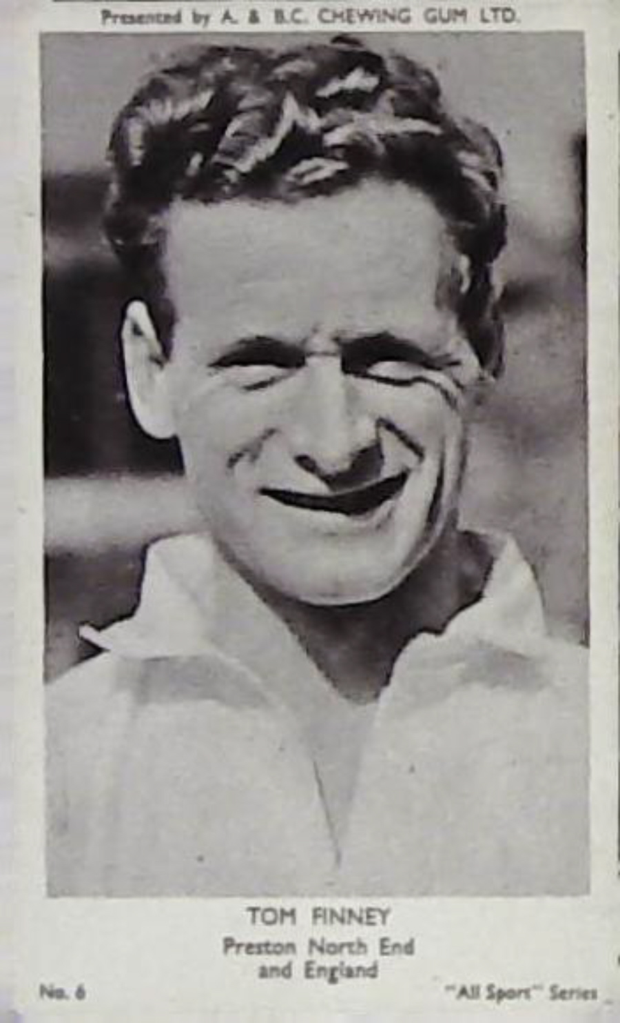 A & B C 1954 All Sports Football Tom Finney Preston North End No 6 - Click Image to Close