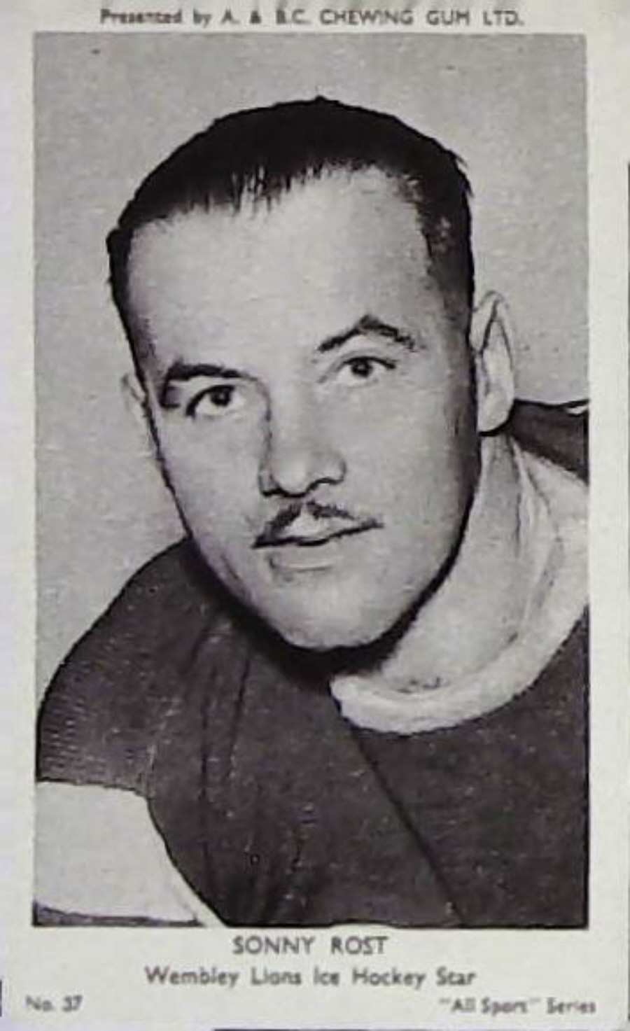 A & B C 1954 All Sports Ice Hockey Sonny Rost No 37