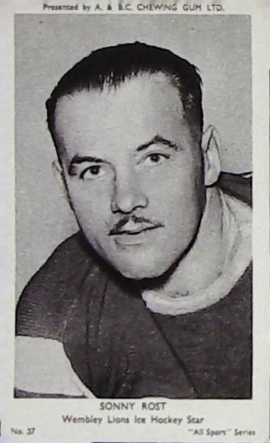 A & B C 1954 All Sports Ice Hockey Sonny Rost No 37 - Click Image to Close