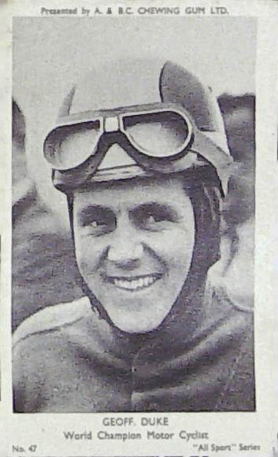 A & B C 1954 All Sports Speedway Geoff Duke No 47 - Click Image to Close