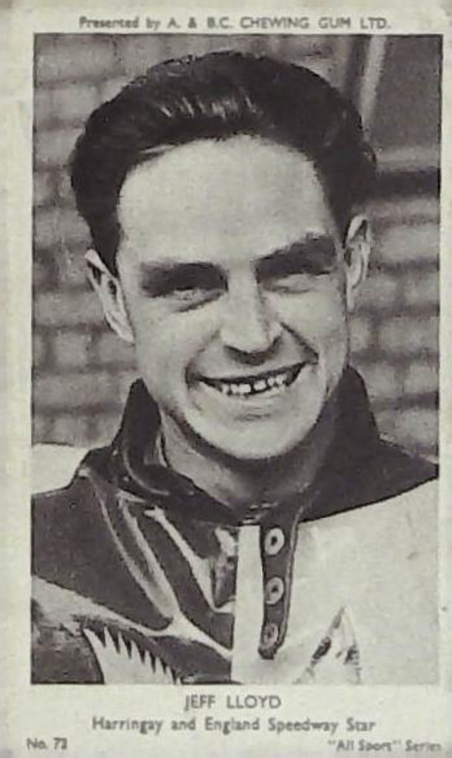 A & B C 1954 All Sports Speedway Jeff LLoyd No 72 - Click Image to Close