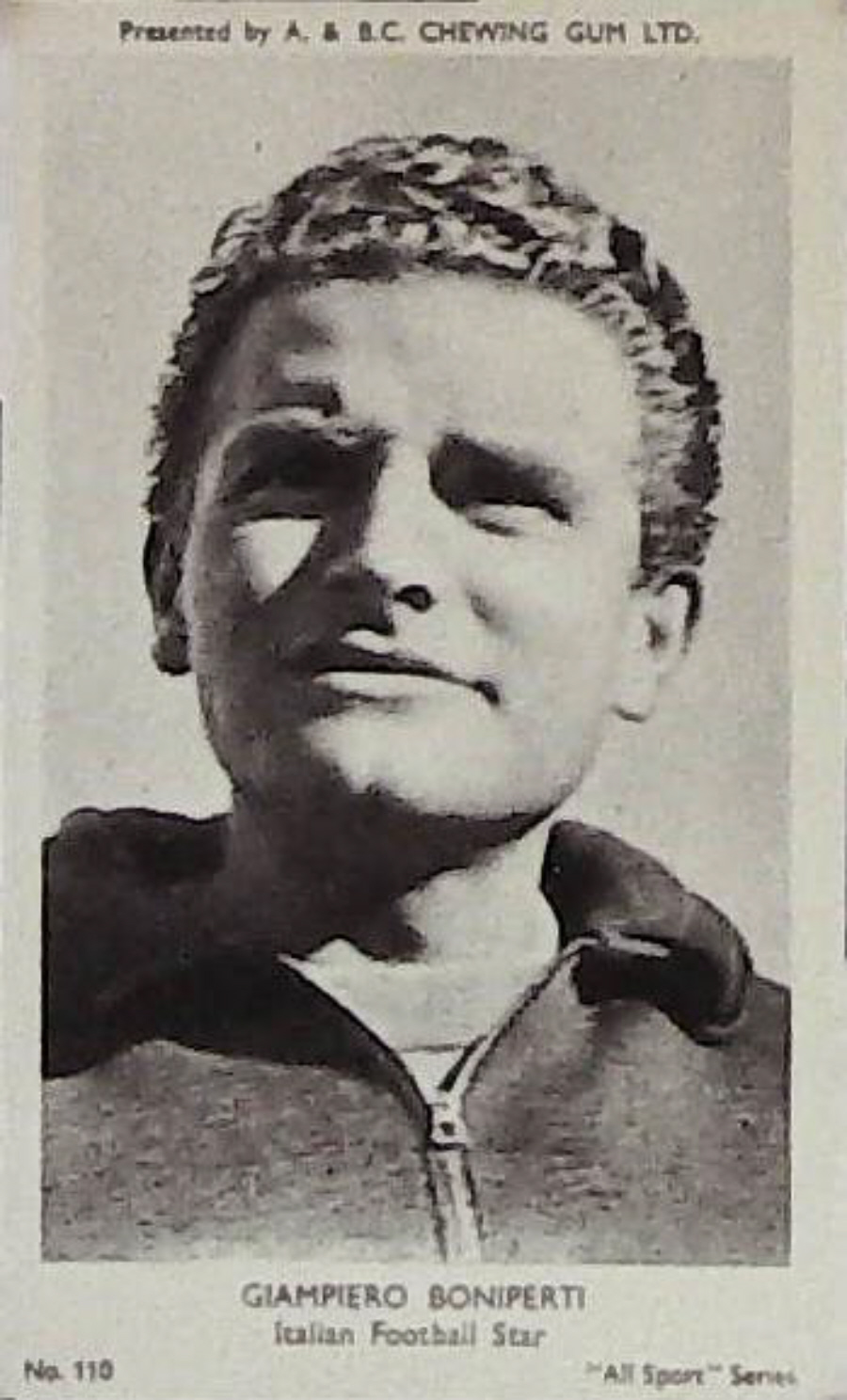 A & B C 1954 All Sports Football Giampiero Boniperti Italian Footballer No 110 - Click Image to Close