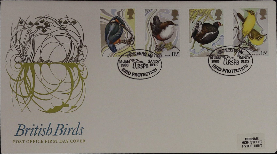 1980 Royal Mail FDC British Birds :-R S P B Sandy, Beds Postmark - Click Image to Close