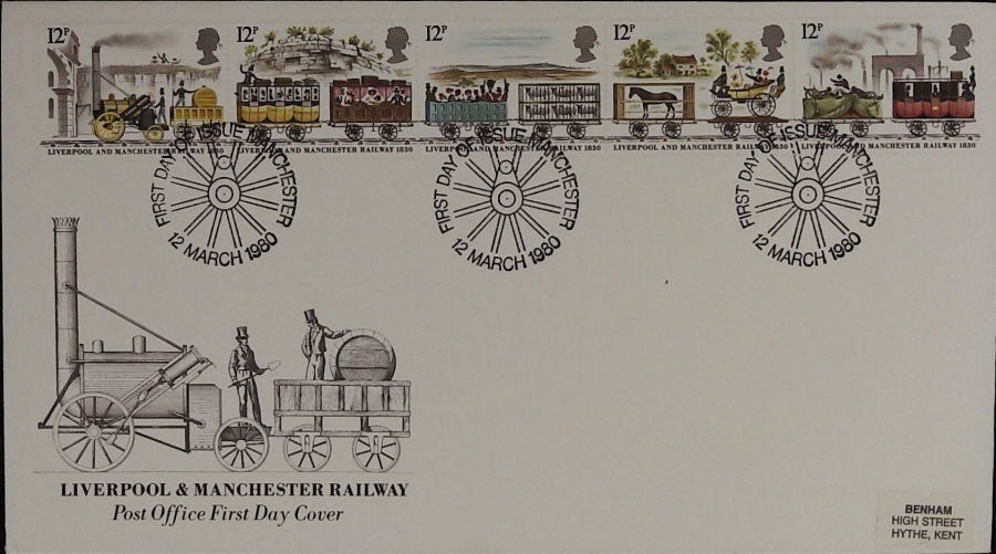 1980 Royal Mail FDC Liverpool & Manchester Railway :-First Day of Issue, Manchester Postmark - Click Image to Close