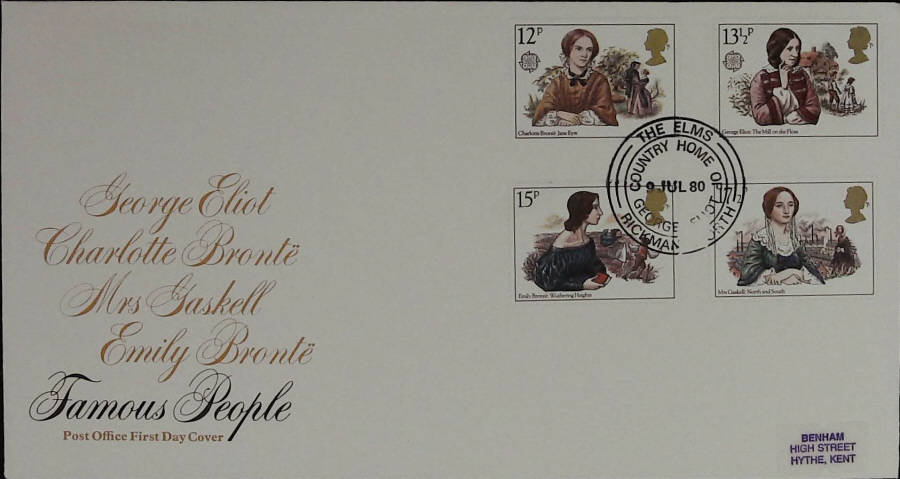 1980 Royal Mail FDC Famous Women :-The Elms, Rickmansworth Postmark - Click Image to Close