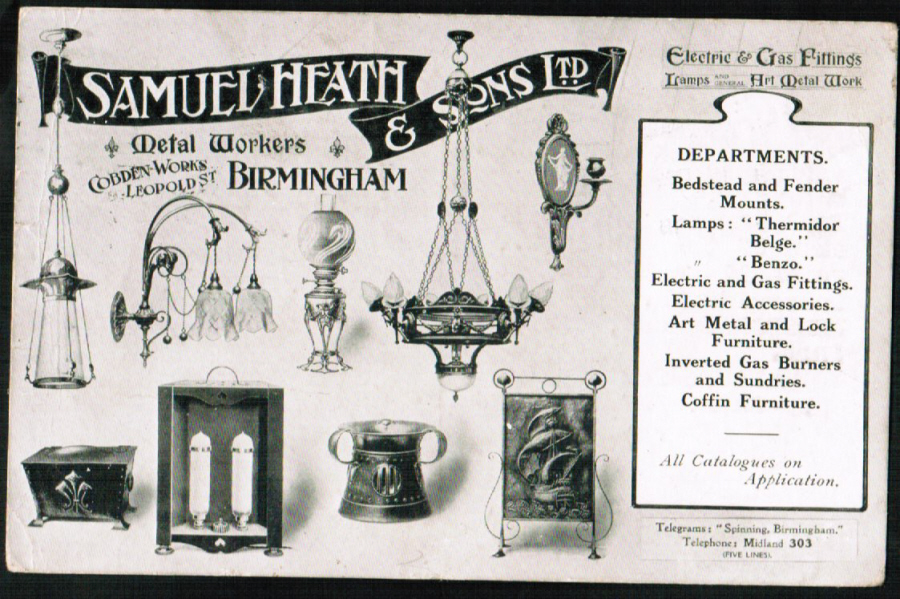 Postcard Advertising Samuel Heath & Sons Ltd - Click Image to Close