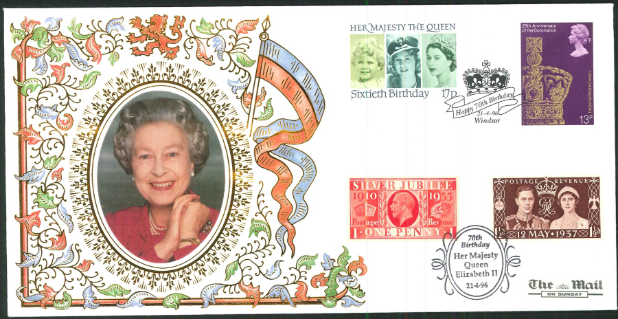 1996 - Queen's 70th Birthday Set of 4 Commemorative Covers - Various Postmarks - Click Image to Close