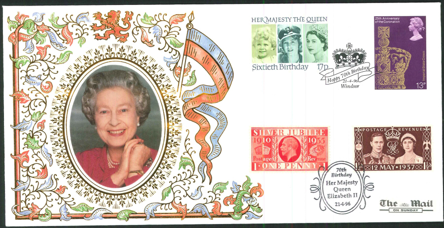 1996 - Queen's 70th Birthday Set of 4 Commemorative Covers - Various Postmarks