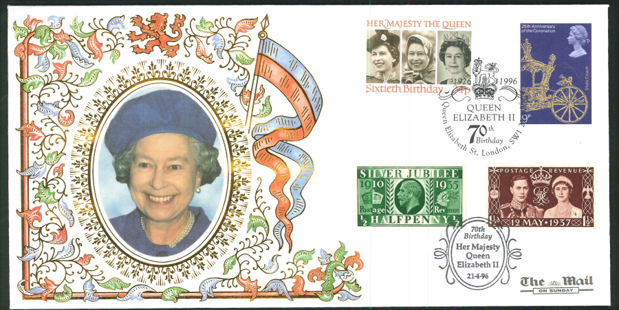 1996 - Queen's 70th Birthday Set of 4 Commemorative Covers - Various Postmarks