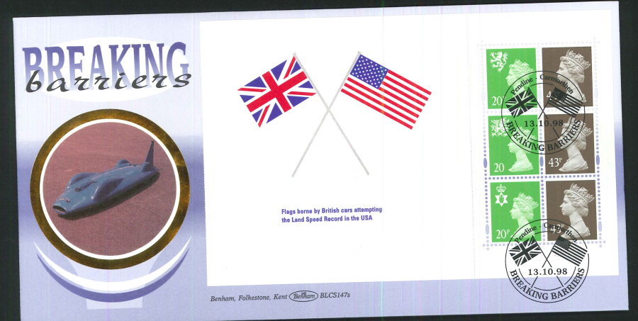 1998 - Speed - Breaking Barriers - Prestige Stamp Book Set of 4 Covers - Various Postmarks