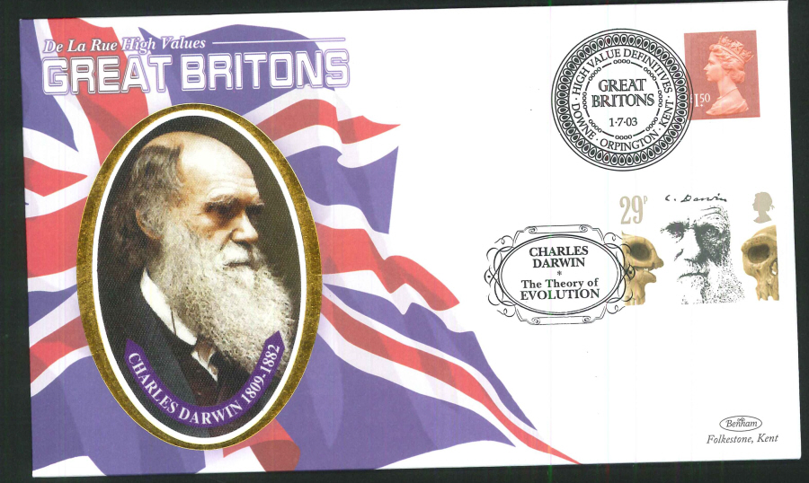 2003 - Great Britons - Iriodin Ink - Set of 4 First Day Covers - Various Postmarks - Click Image to Close