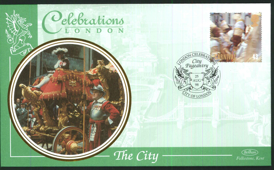 1998 - Carnivals - Set of 4 First Day Covers - 4 Different London Postmarks - Click Image to Close