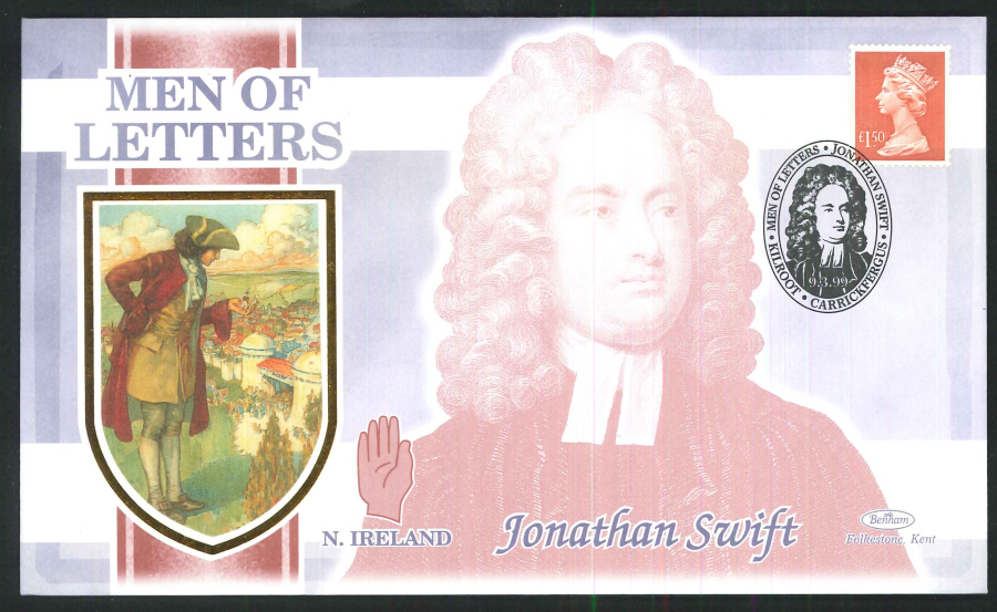 1999 - Men of Letters - Set of 4 Silk Covers - Various Postmarks