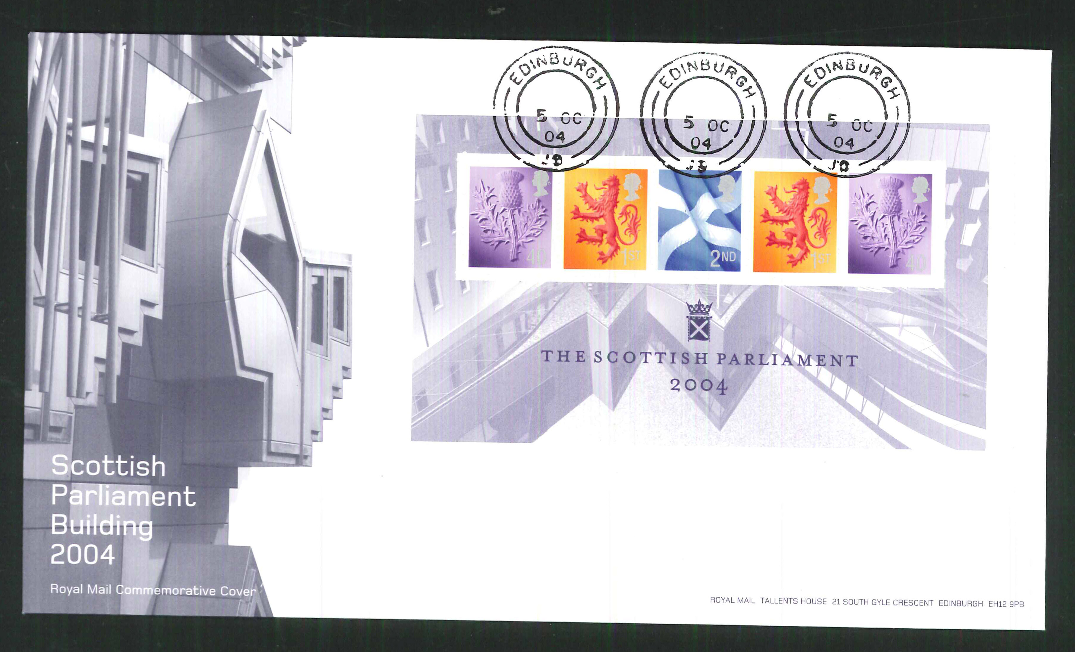 2004 Scottish Parliament FDC Edinburgh C D S Handstamp