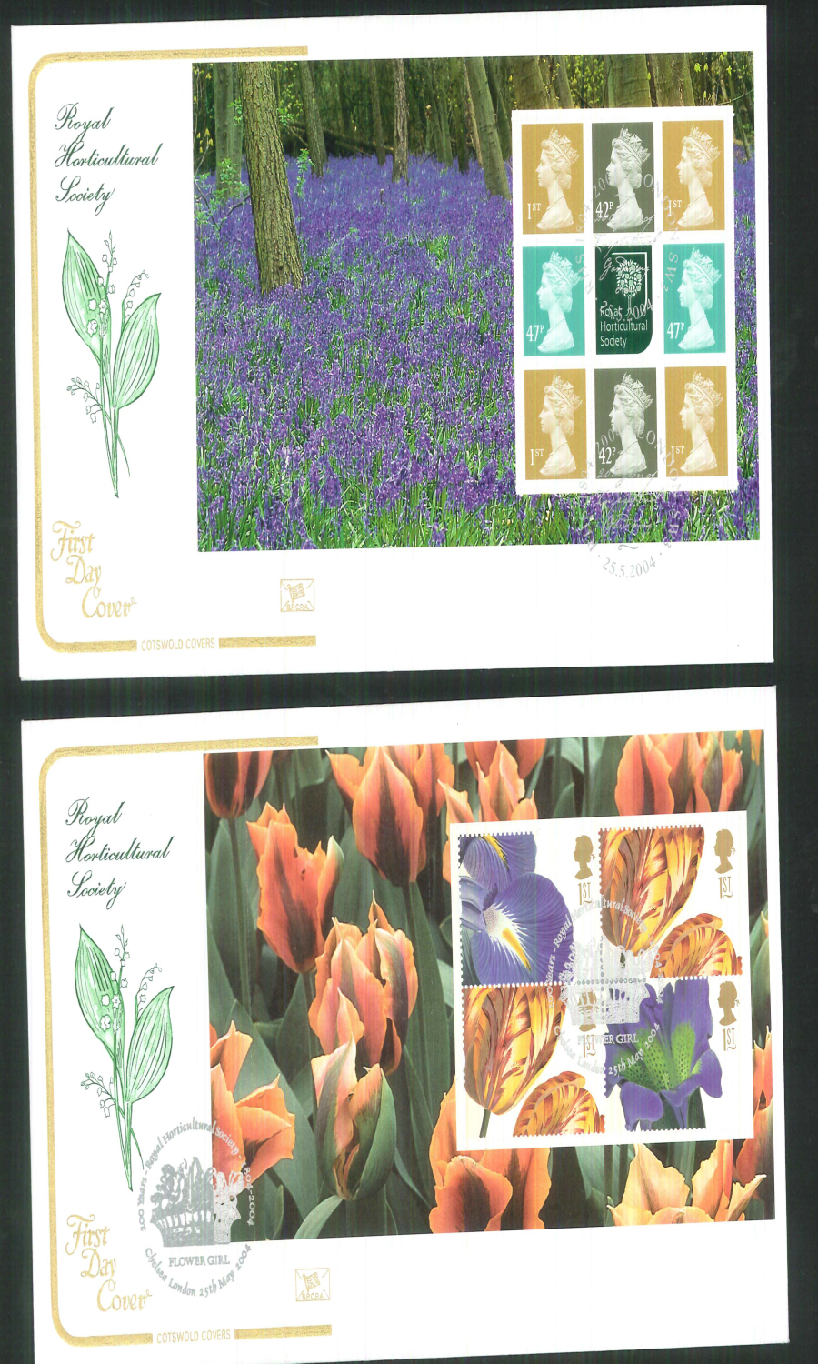 2004 - Royal Horticultural Society - Prestige Stamp Book Set of 4 Covers - Various Postmarks - Click Image to Close