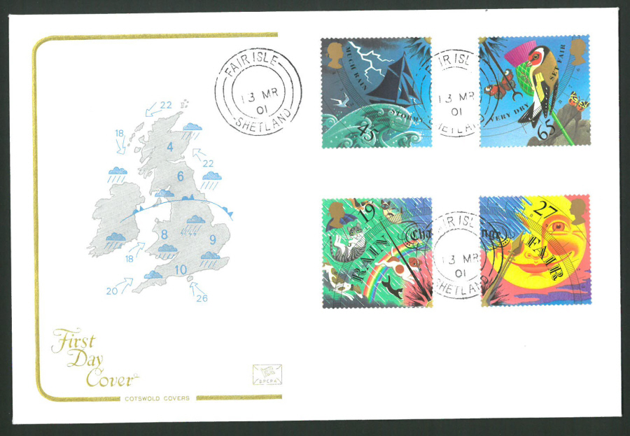 2001 - Cotswold Weather Set - FDC -Fairisle C D S Postmark - Click Image to Close