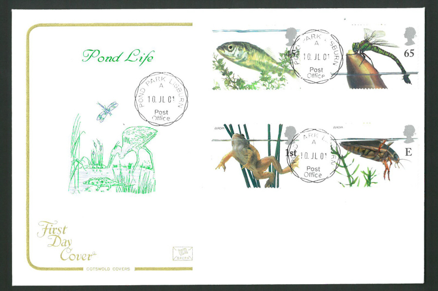 2001 - Cotswold Pond Life - FDC -Pond Park C D S Postmark - Click Image to Close