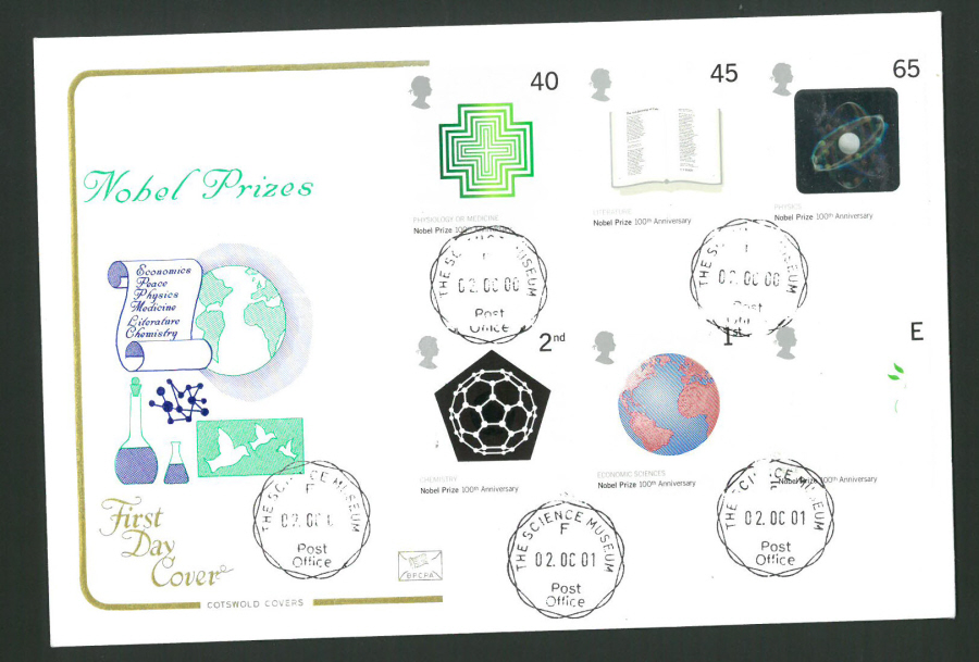 2001 - Cotswold Nobel Prize - FDC -Science Museum C D S Postmark - Click Image to Close