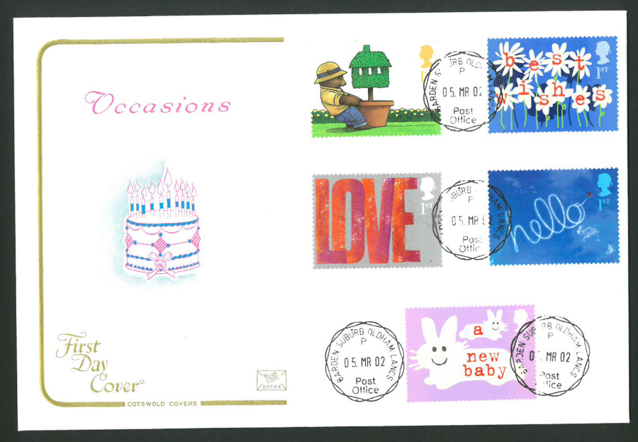 2002 - Cotswold Occasions - FDC - Garden Suburb C D S Postmark - Click Image to Close
