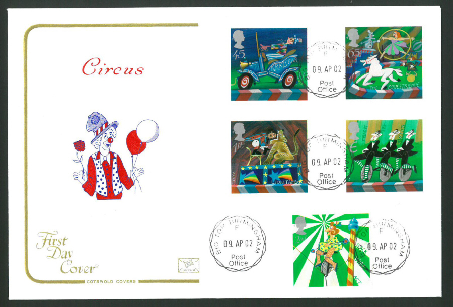 2002 - Cotswold Circus - FDC - Big Top C D S Postmark - Click Image to Close