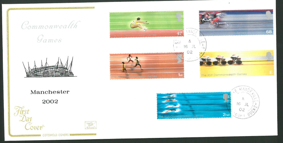 2002 - Cotswold Commonwealth Games - FDC - Stoke Manderville C D S Postmark