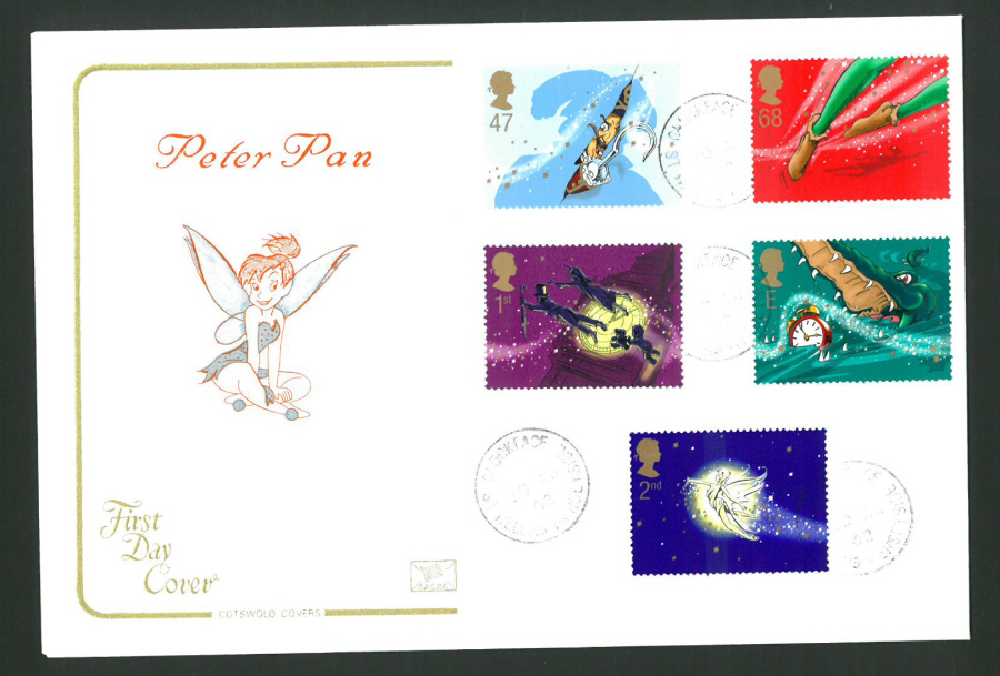 2002 - Cotswold Peter Pan - FDC - Clockface C D S Postmark - Click Image to Close