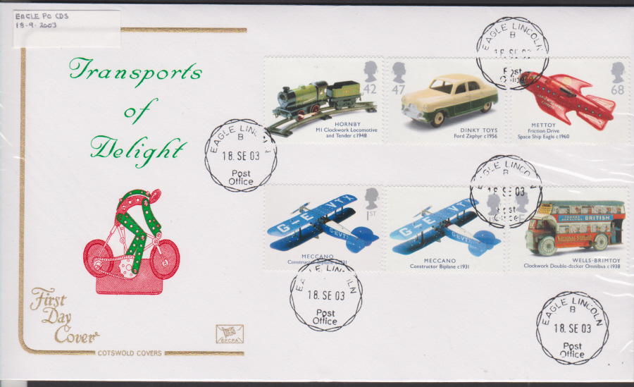 2003 - Cotswold Transport Delight Set - FDC -Eagle Lincoln C D S Postmark - Click Image to Close