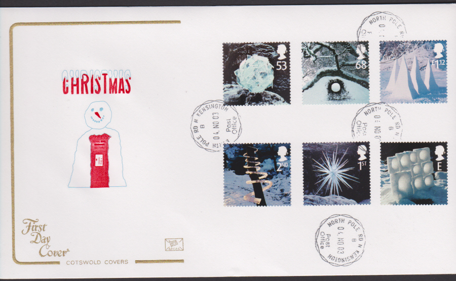 2003 - Cotswold Christmas Set - FDC -North Pole Road C D S Postmark