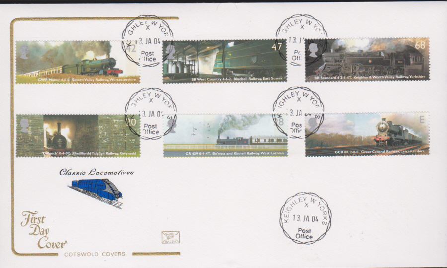 2004 - Cotswold Classic Locomotives - FDC -Keighley C D S Postmark - Click Image to Close