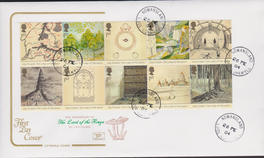 2004 - Cotswold Lord of the Rings - FDC -Nomansland C D S Postmark