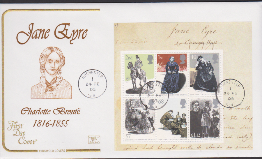 2005 - Cotswold Jane Eyre Mini Sheet - FDC - Rochester C D S Postmark