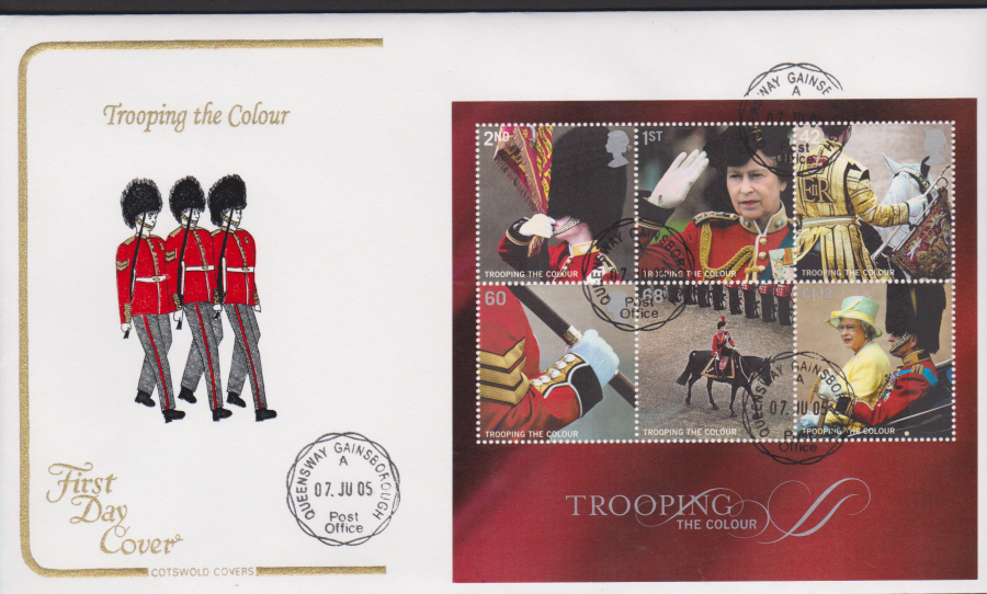 2005 - Cotswold Trooping the Colour Mini Sheet - FDC Queensway C D S Postmark