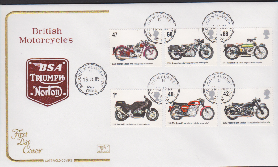 2005 - Cotswold Motor Cycles - FDC - Brough C D S Postmark - Click Image to Close