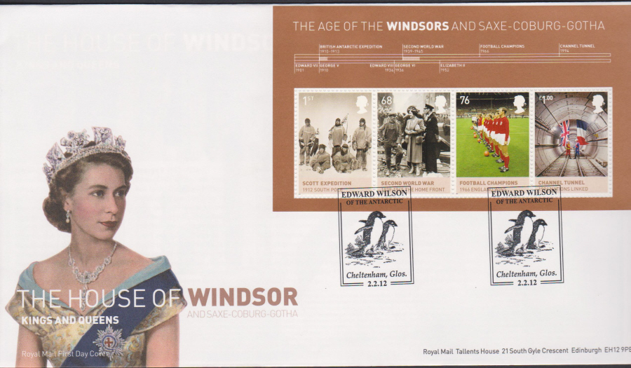 2012 - House of Windsor Mini Sheet First Day Cover, Edward Wilson Cheltenham Postmark