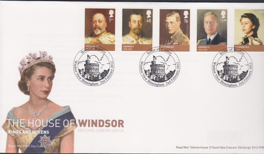 2012 - House of Windsor Set First Day Cover,Windsor View Birmingham Postmark - Click Image to Close