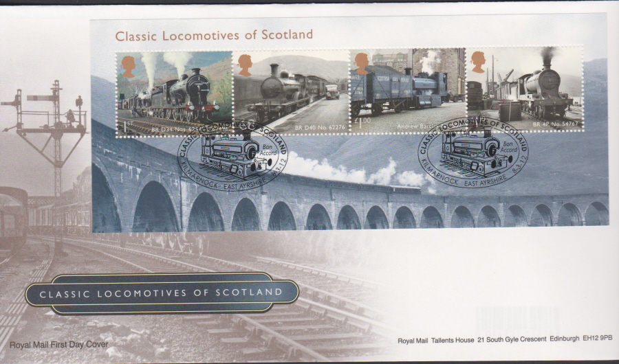 2012 - Classic Locomotives of Scotland First Day Cover, Kilmarnock Easy Ayrshire Postmark - Click Image to Close