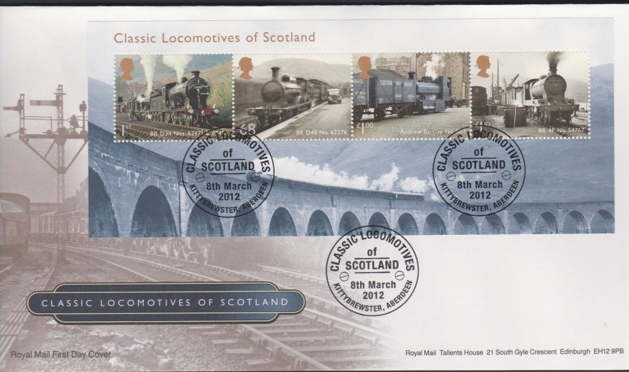 2012 - Classic Locomotives of Scotland First Day Cover, Kittybrewster,Aberdeen Postmark - Click Image to Close
