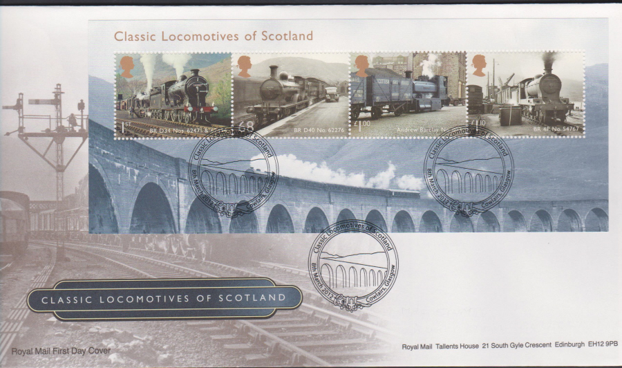 2012 - Classic Locomotives of Scotland First Day Cover,Cowlairs, Glasgow Postmark - Click Image to Close