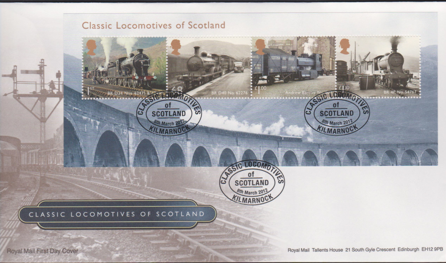 2012 - Classic Locomotives of Scotland First Day Cover, Kilmarnock Postmark - Click Image to Close