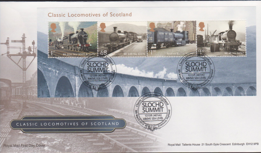 2012 - Classic Locomotives of Scotland First Day Cover, Aviemore, HighlandPostmark