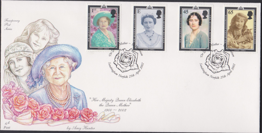 2002 -4d Post Queen Mother - FDC - Sandringham,Norfolk Postmark