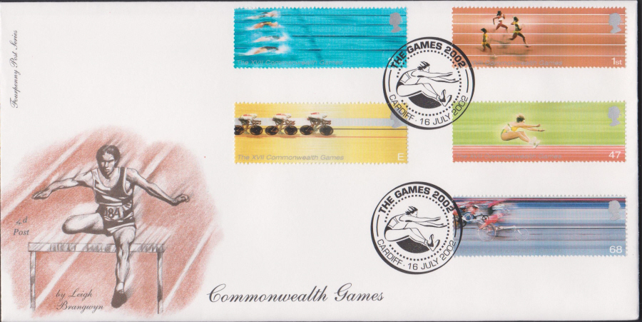 2002 -4d Post Commonwealth Games - FDC - Cardiff Postmark