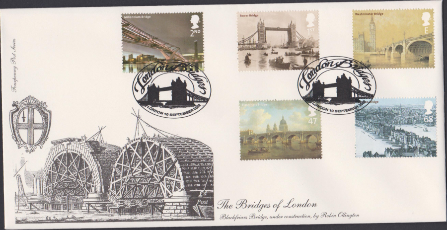 2002 -4d Post Bridges of London - FDC -London Bridges London Postmark