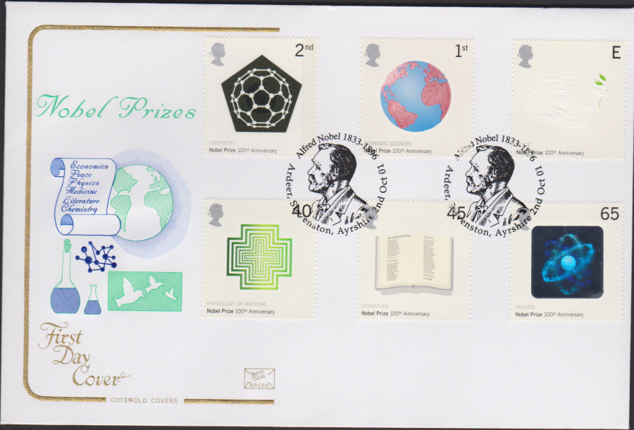 2001 - Cotswold Nobel Prize - FDC -Ardeer,Ayrshire Postmark - Click Image to Close