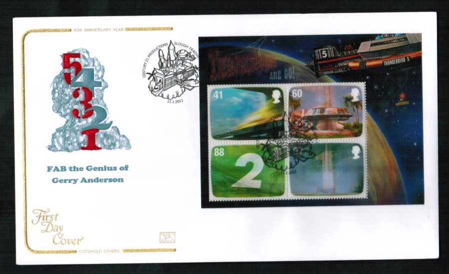 2011 - Thunderbirds Mini Sheet First Day Cover, Century 21 Productions, Slough Postmark - Click Image to Close