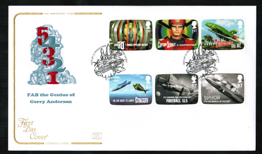 2011 - Thunderbirds Set First Day Cover, Century 21 Productions Slough Postmark - Click Image to Close