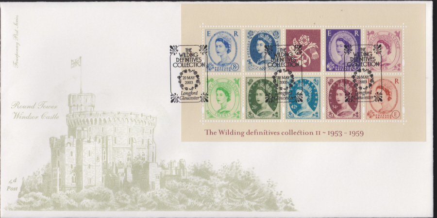 2003 - FDC 4d Post Wilding Mini Sheet 2 -Portman Sq,Longford Postmark - Click Image to Close