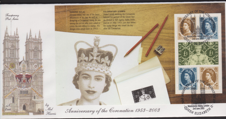 2003 - FDC 4d Post Coronation PSP set of 4 Book -London 4 different Postmarks