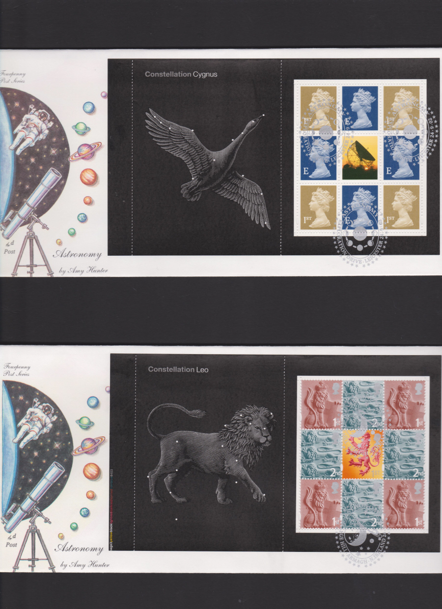2002 - FDC 4d Post Astronomy PSP set of 4 l Book -Leicester & others Postmark - Click Image to Close